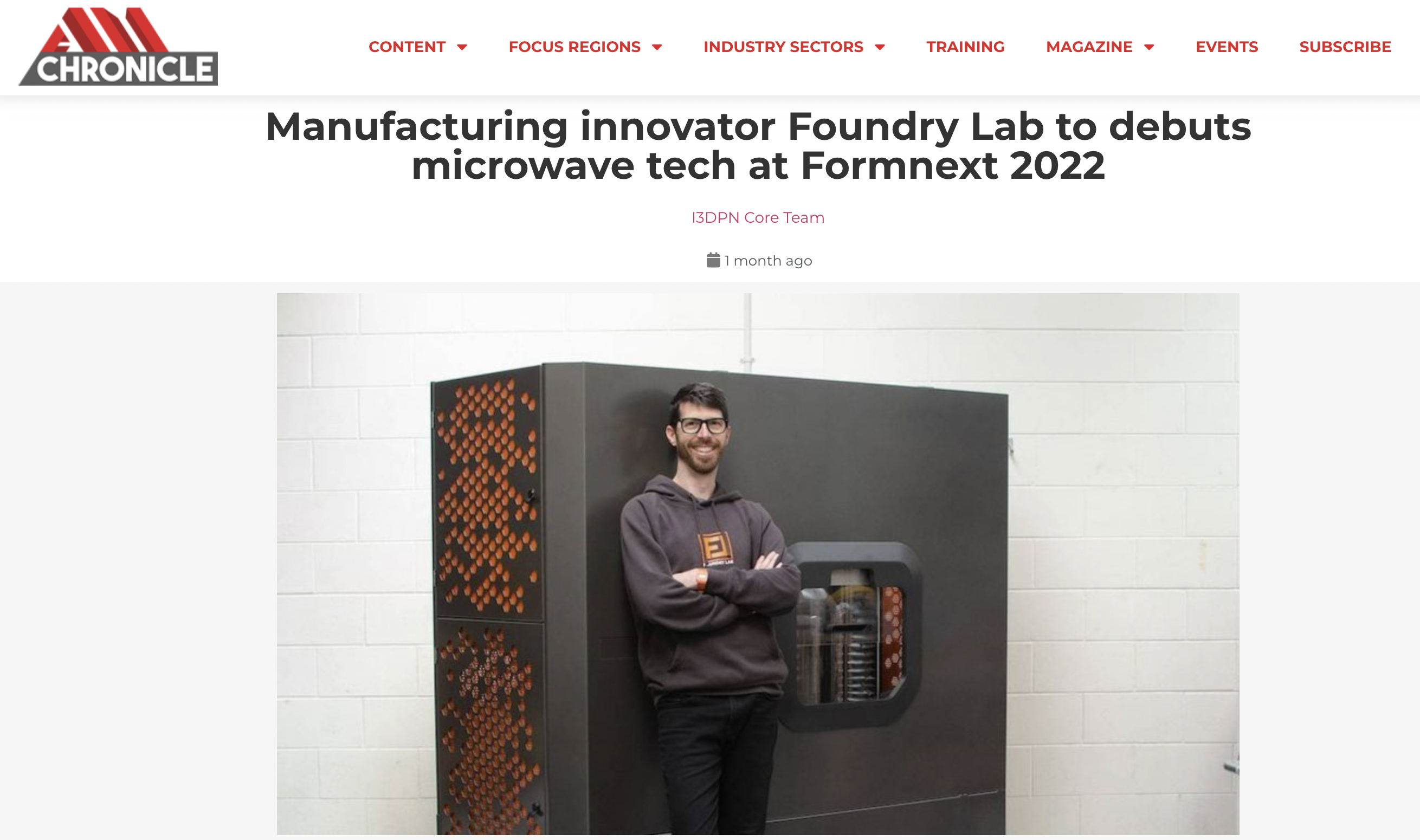 Foundry Lab features in AM Chronicle
