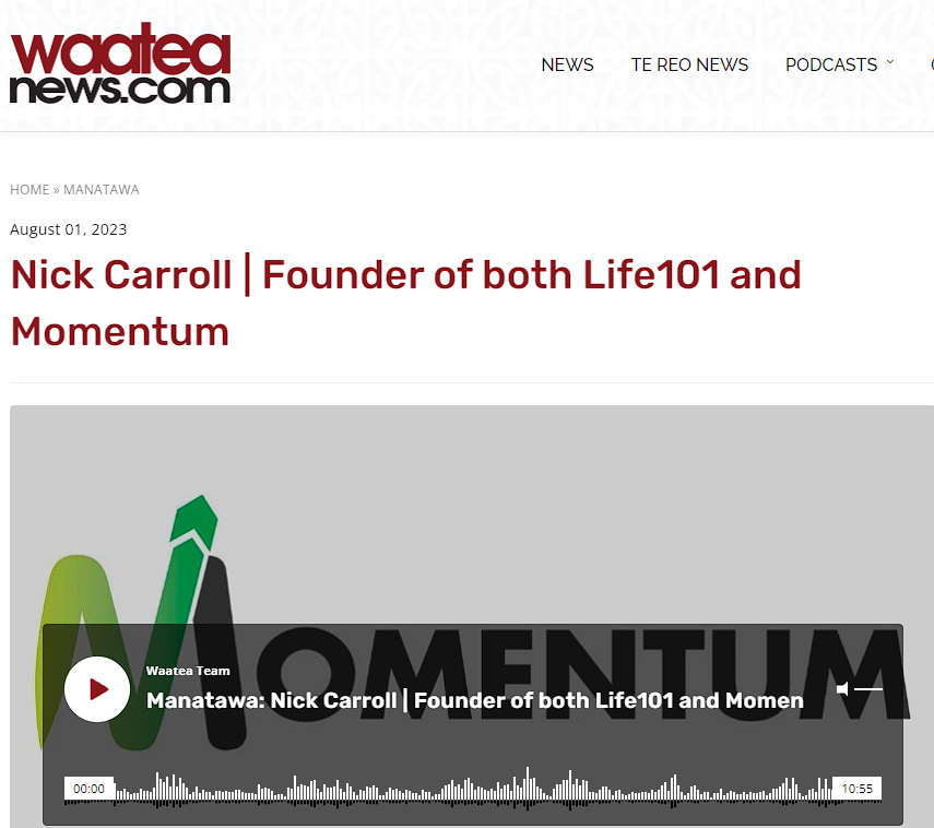 Life 101 / Momentum features in Waatea News