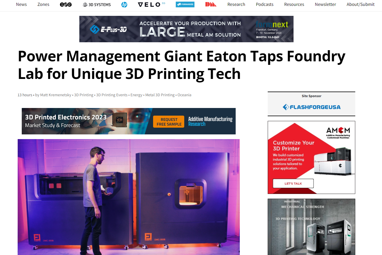Foundry Lab features in 3D Print