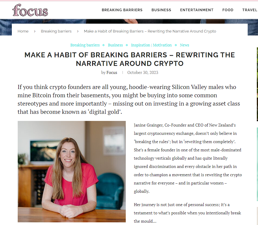 Janine Grainger appears in Focus mag