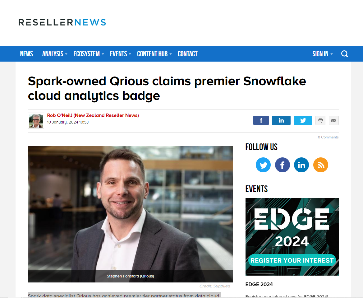 Qrious features in Reseller News