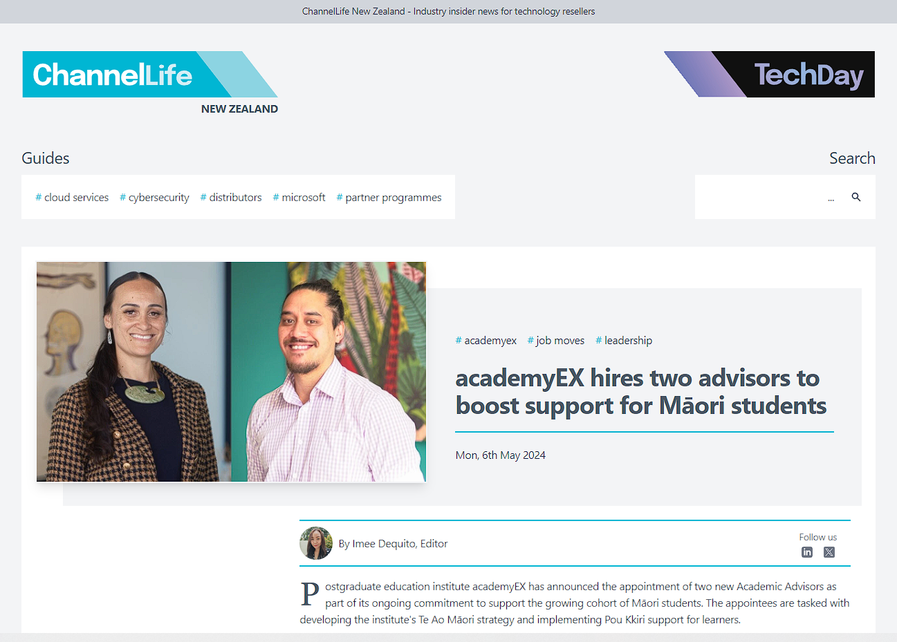 academyEX features in Channel Life