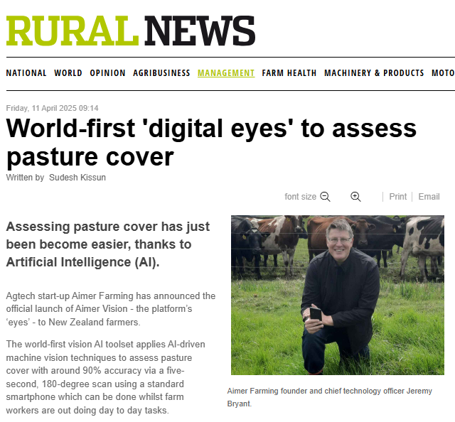 Aimer features in Rural News