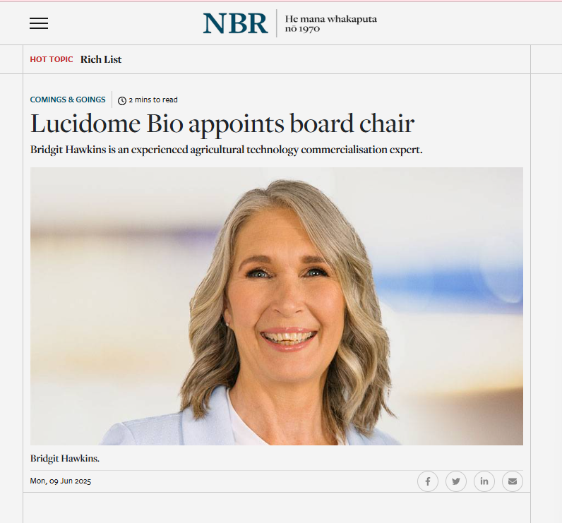 Lucidome Bio features in NBR