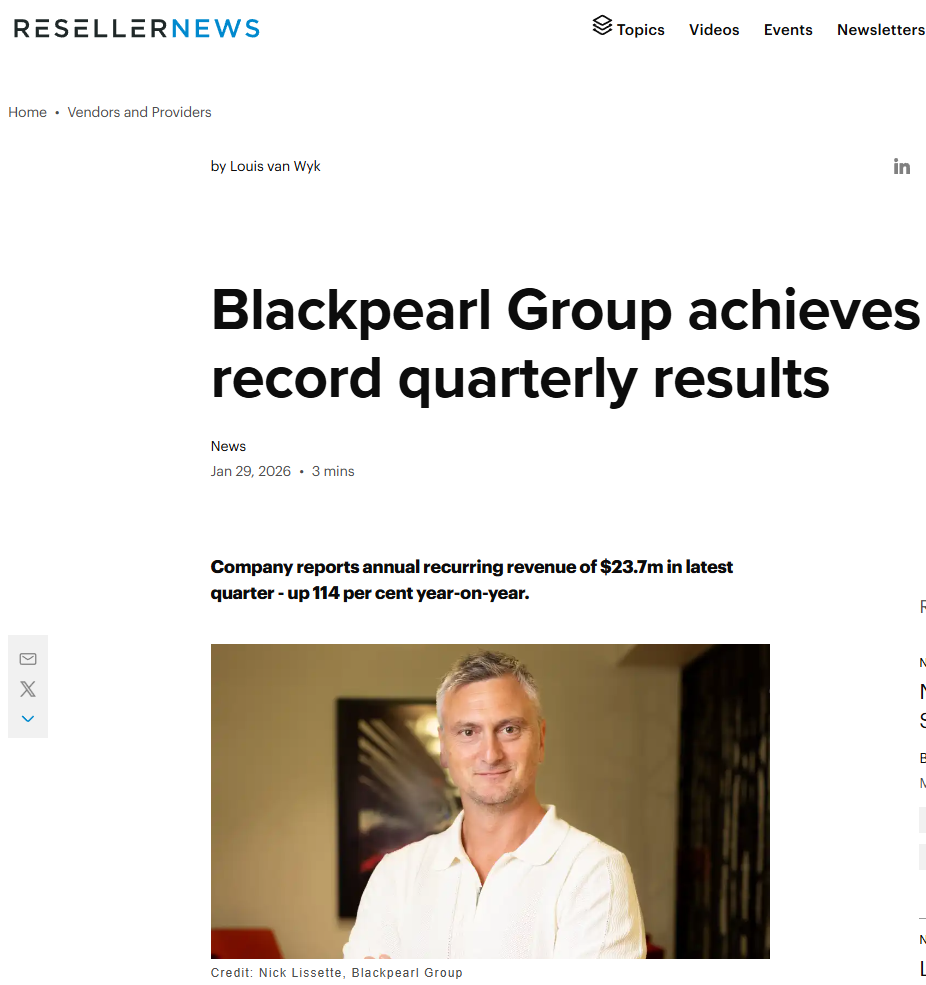 Blackpearl Group features in Reseller News