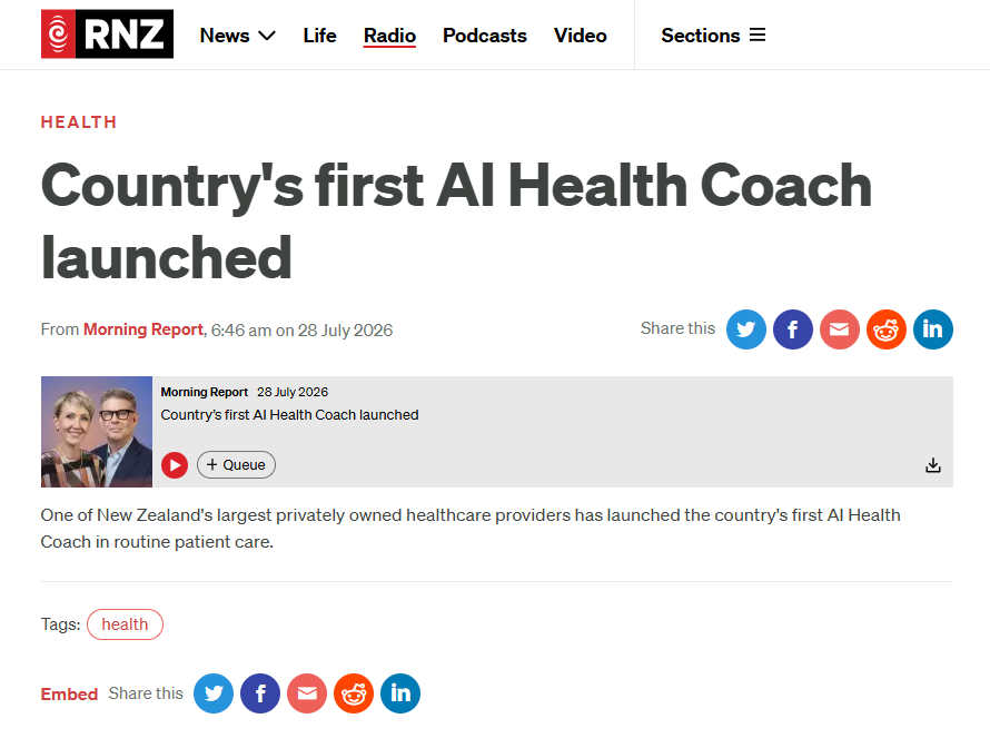 Groov / Tamaki Health feature on RNZ