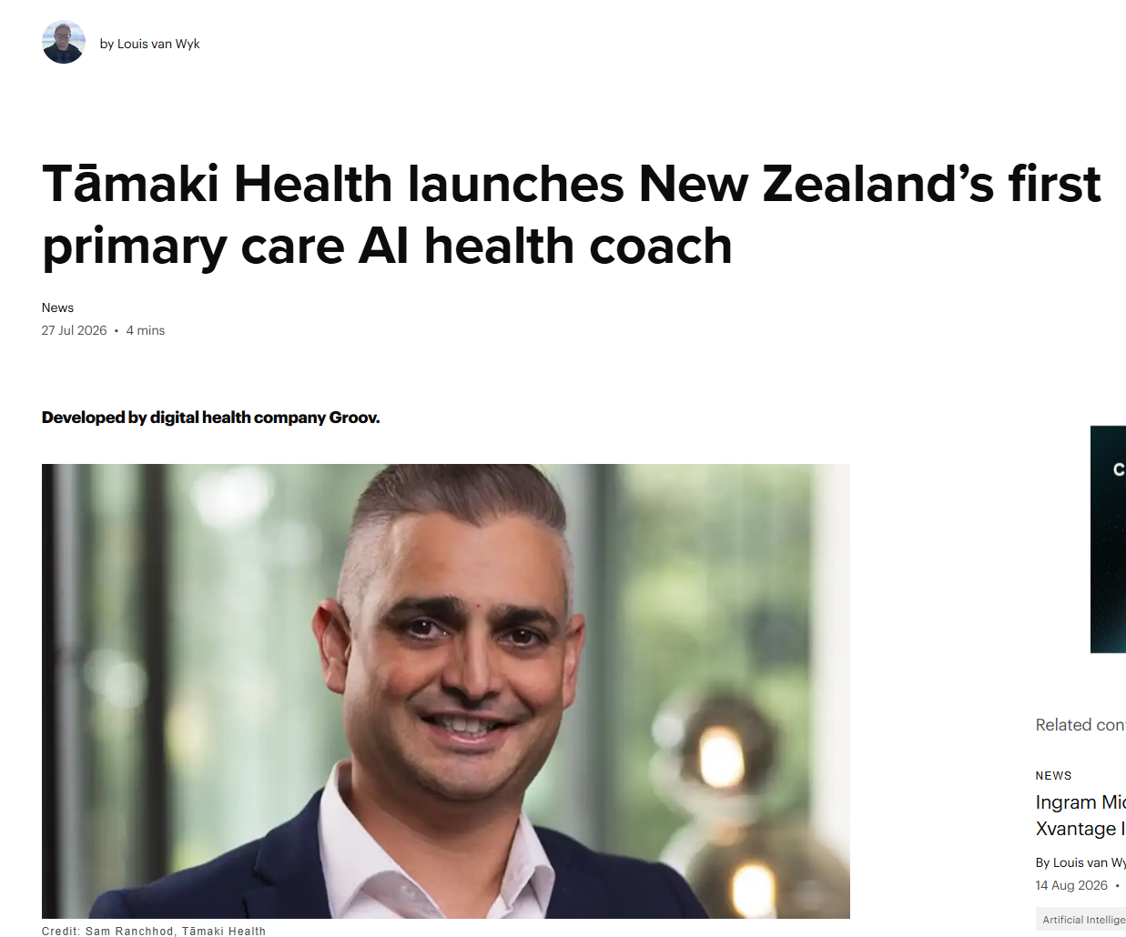 Groov / Tamaki Health feature in Reseller News