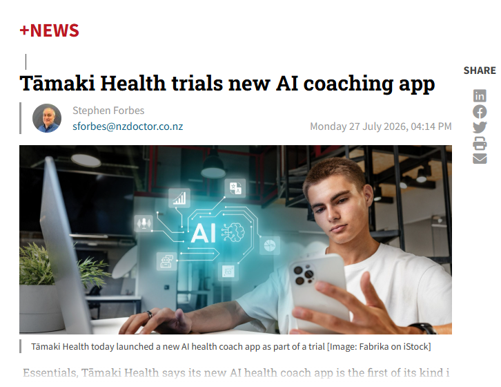 Groov / Tamaki Health feature in NZ Doctor